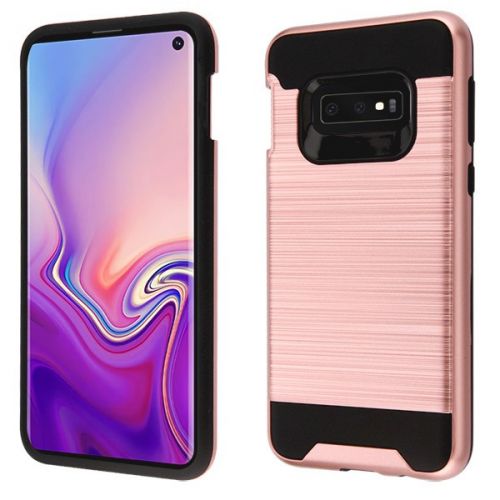 Samsung Galaxy s10e Case, Rose Gold Brushed Hybrid Case Cover