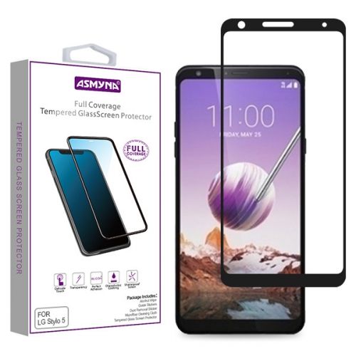 LG Stylo 5 Screen Protector, Full Coverage Tempered Glass Screen Protector/Black