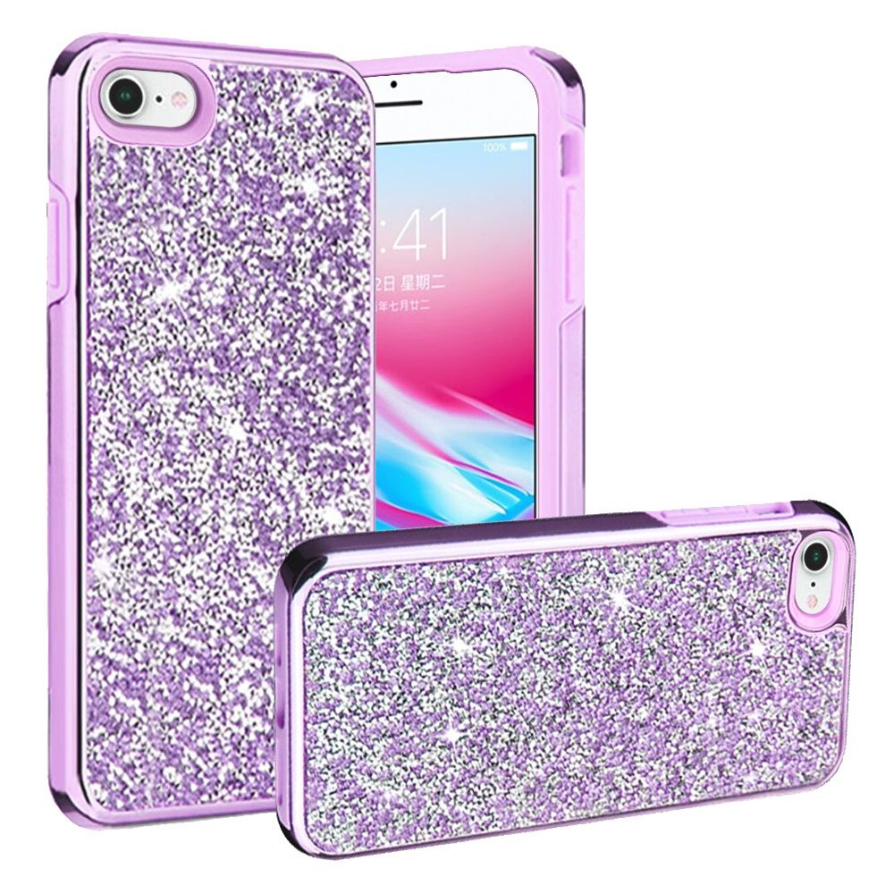 Apple Iphone Se 2020 Case Case Deluxe Glitter Diamond Electroplated Hard Tpu Hybrid Purple