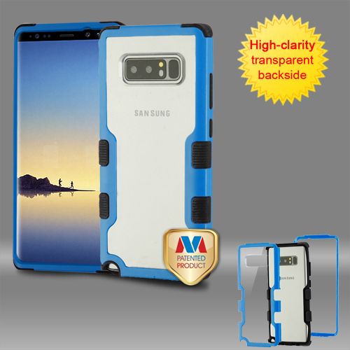 Samsung Galaxy Note 8 Case, Natural Dark Blue Frame+Transparent PC Back/Black TUFF Vivid Hybrid Case Cover
