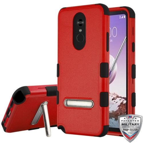 LG Stylo 5 Case, Red/Black TUFF Case (with Magnetic Metal Stand) Military-Grade