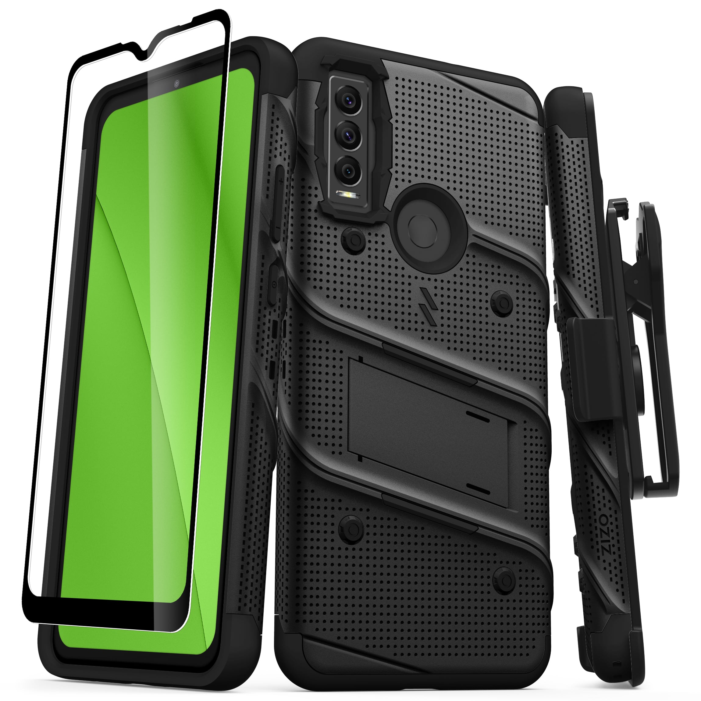 ZIZO BOLT Bundle Cricket Ovation 3 Case With Tempered Glass Black