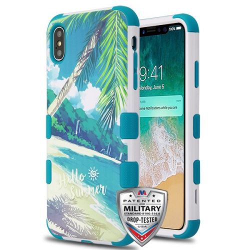 Apple iPhone XS Max Case, Palm Beach/Tropical Teal TUFF Hybrid Phone Case Cover [Military-Grade Certified]