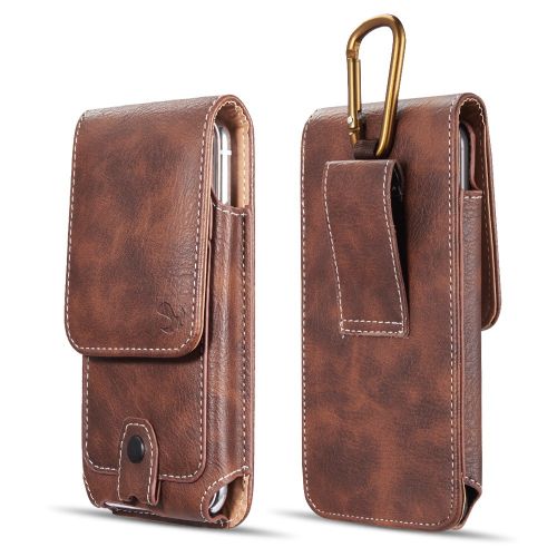 Vertical Leather Belt Clip Pouch Holster Phone Holder Brown
