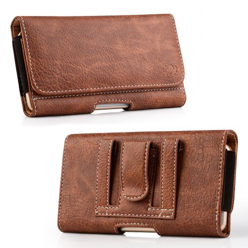 Luxmo Leather Belt Clip Pouch Holster Phone Holder Horizontal #23 Brown