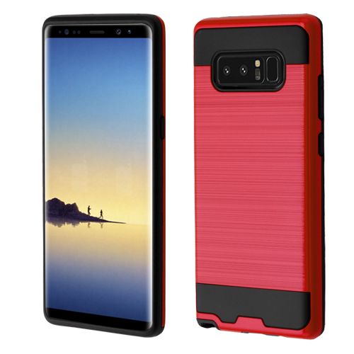 Samsung Galaxy Note 8 Case, Red Black Brushed Hybrid Case