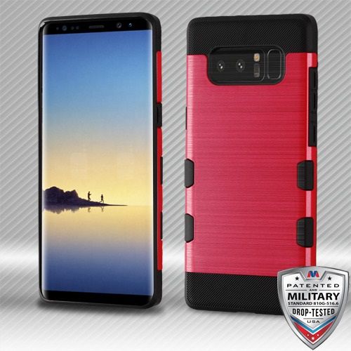 Samsung Galaxy Note 8 Case, Red/Black Brushed TUFF Trooper Hybrid Case Cover [Military-Grade Certified]