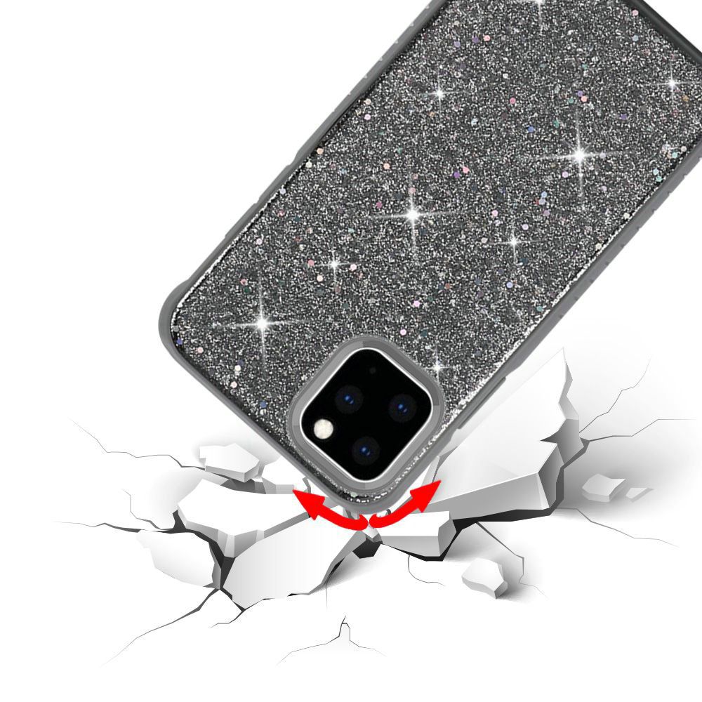 Slim Solid Color Hybrid With Full Frozen Crude Glitter Silver For Apple Iphone 11 Pro Max Cellphonecases Com