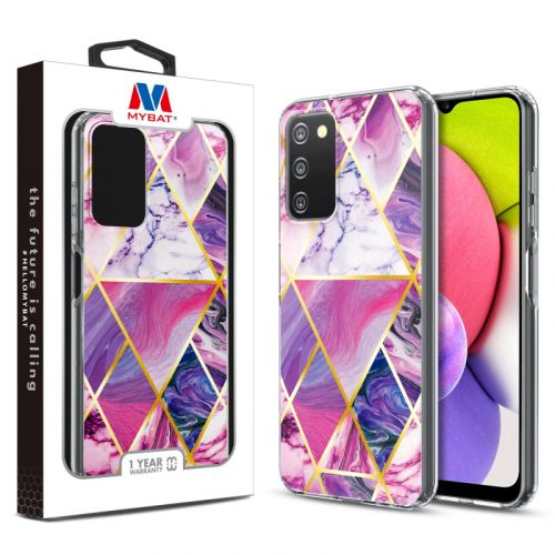 Samsung Galaxy A03s 2022 - MyBat Fusion Case Cover   Electroplated Purple Marbling