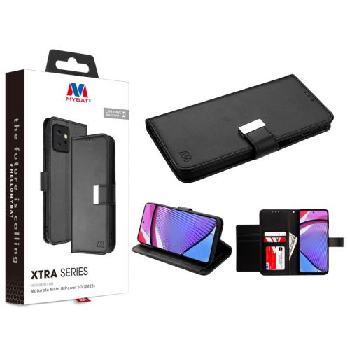 Motorola Moto G Power 5G (2023) Wallet, Motorola 2023 Moto G Power 5G MyBat MyJacket Wallet Xtra Series - Black / Black