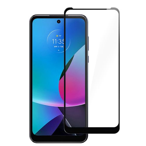 Motorola G POWER 5G (2023) Bulk White Paper Card Package Black edged Tempered Glass (Black)