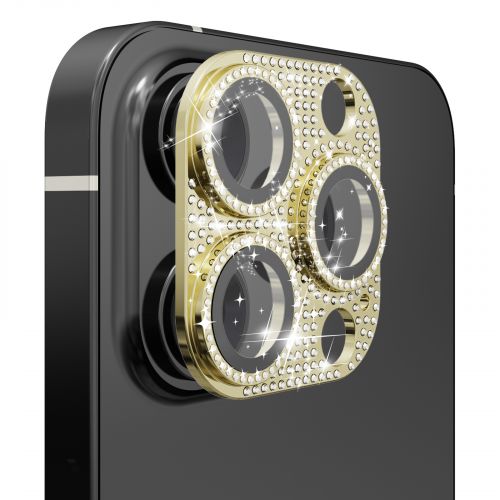 Apple iPhone 12 Pro - Diamond Bling Camera Lens Full Tempered Glass - Gold