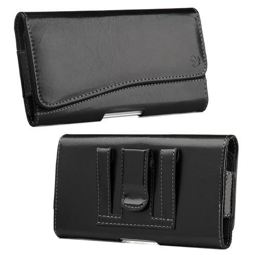 Luxmo Leather Belt Clip Pouch Holster Phone Holder Horizontal #17 Black