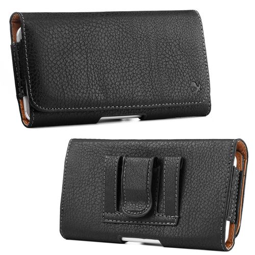 Luxmo Leather Belt Clip Pouch Holster Phone Holder Horizontal #4 Black