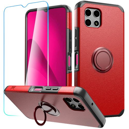 REVVL 7 Pro 5G Tough Hybrid With Ring Stand + Tempered Glass - Red