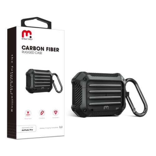 Apple AirPods Pro Case, Case MyBat Pro Carbon Fiber Shockproof Protective Case Black