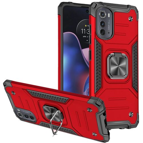 Motorola Moto Edge (2022) Robust Magnetic Kickstand Hybrid Case Cover - Red