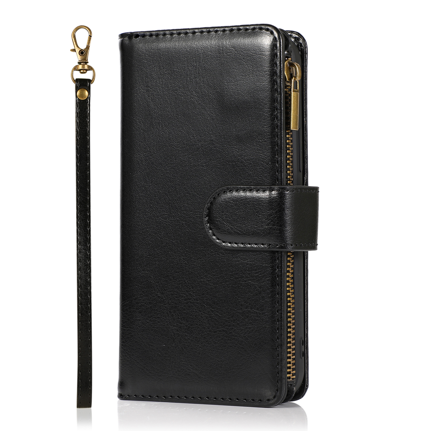 Luxury Wallet Money / Card / ID Holder Case with Zipper for Galaxy A33 5G -  Retail Packaging Black