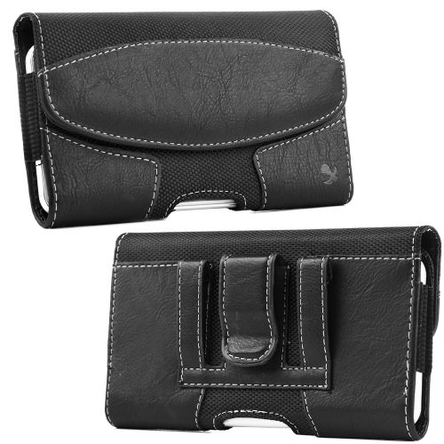 Luxmo Leather Belt Clip Pouch Holster Phone Holder Horizontal #19 Black