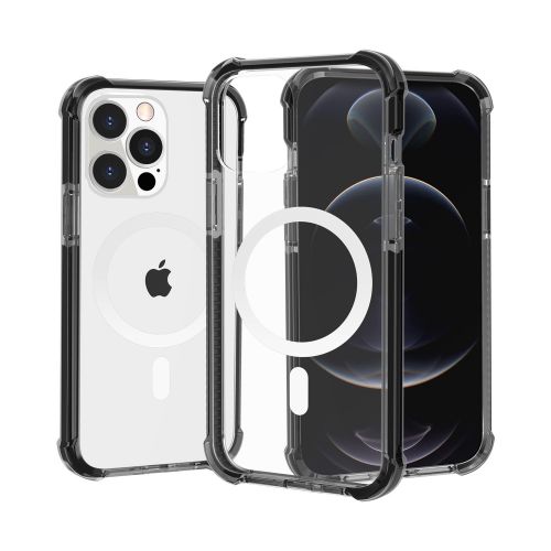 Apple iPhone XR MegSafe Compatible Acrylic Tough 2.5mm Transparent ShockProof Hybrid Case Cover - Black