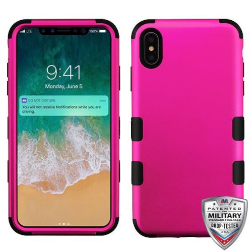 Apple iPhone XS Max Case, Titanium Solid Hot Pink/Black TUFF Hybrid Phone Case Cover [Military-Grade Certified]