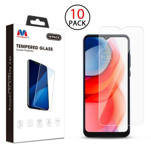 Motorola Moto G Play 2021 Screen Protector, MyBat Tempered Glass Screen Protector (10-pack) Clear