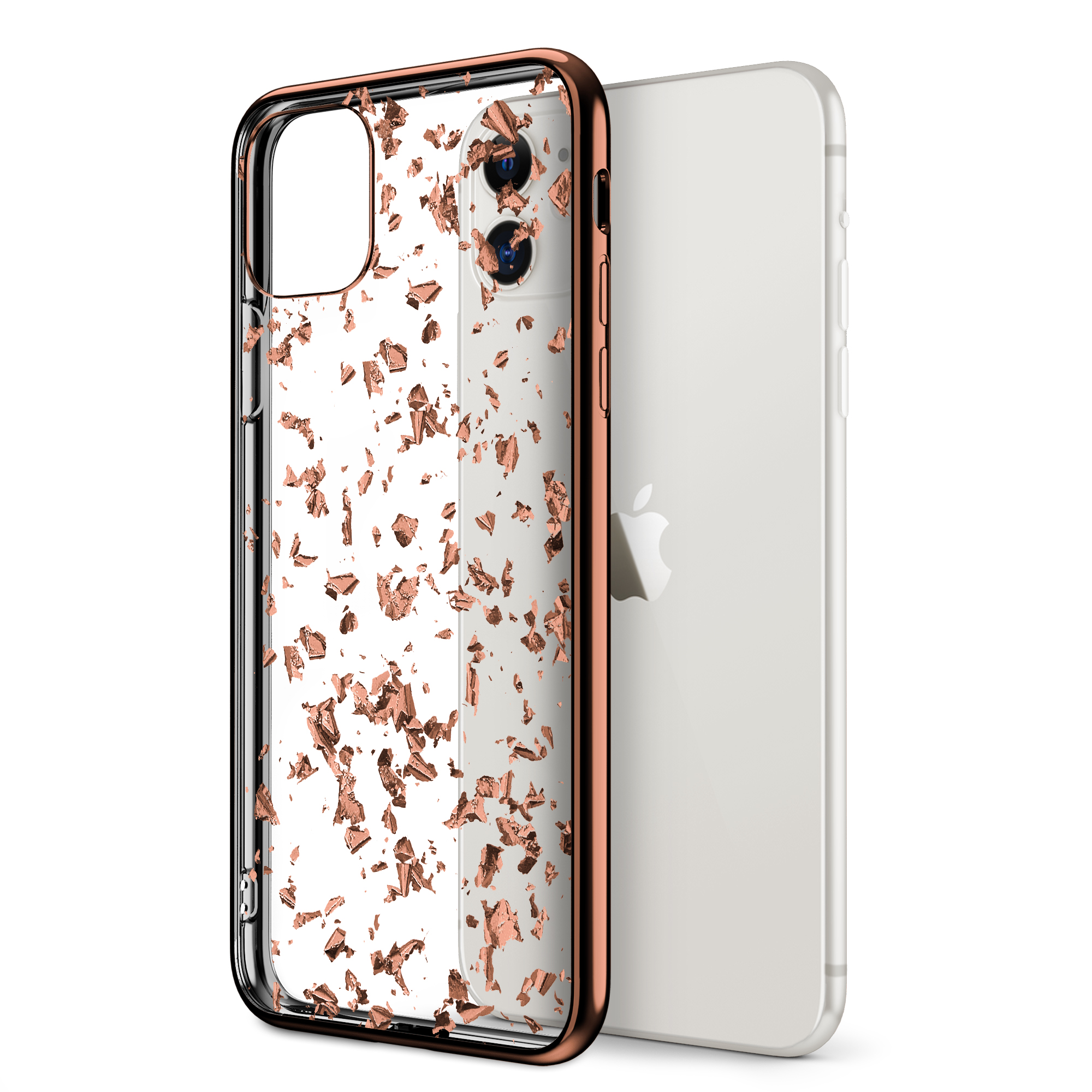 Case Ultra Slim Thin Case Clear Transparent Back W Rose Gold Foil Flakes Rose Gold Exposure For Apple Iphone 11 Cellphonecases Com