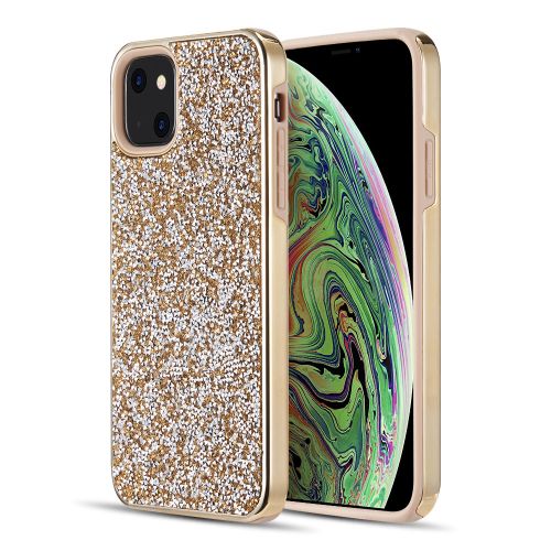 Apple iPhone 13 6.1 Case, Diamond Platinum Collection Hybrid Bumper Case With Electroplated Frame Gold