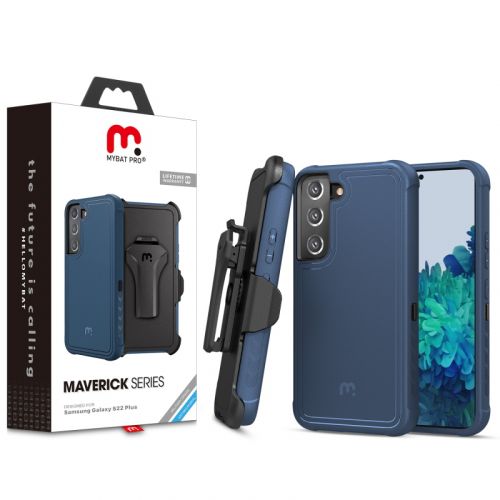 Samsung Galaxy S22 Plus - MyBat Pro Antimicrobial Maverick Series Case with Holster   Blue / Black