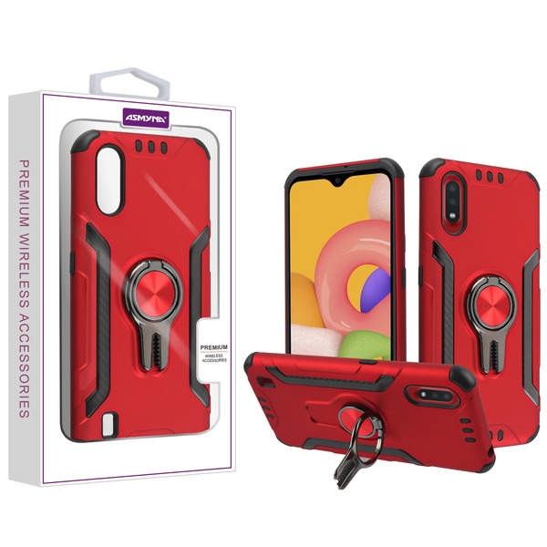 Samsung Galaxy A01 Case Red Black Hybrid Protector Case Cover