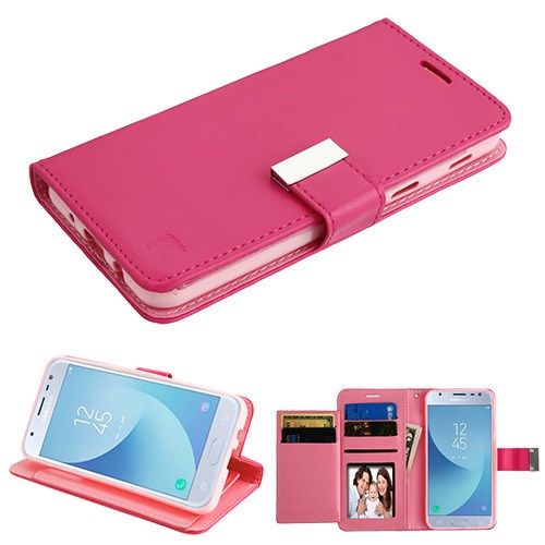 Samsung Galaxy J3 Achieve Wallet, Hot Pink/Pink MyJacket Wallet Case