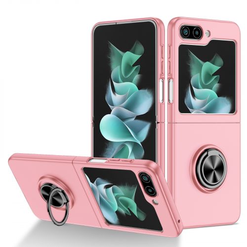 Samsung Galaxy Z Flip 5 Chief Premium Matte Magnetic Ring Stand Hybrid Case Cover - Pink