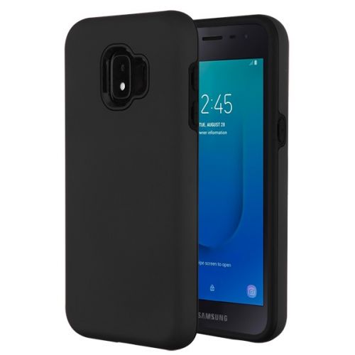 Samsung Galaxy J2 2018 Case, Rubberized Black/Black Fuse Hybrid Case Cover