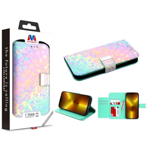 Apple iPhone 13 Pro 6.1 - MyBat MyJacket Wallet Xtra Series with RFID Blocking - Holographic Leopard