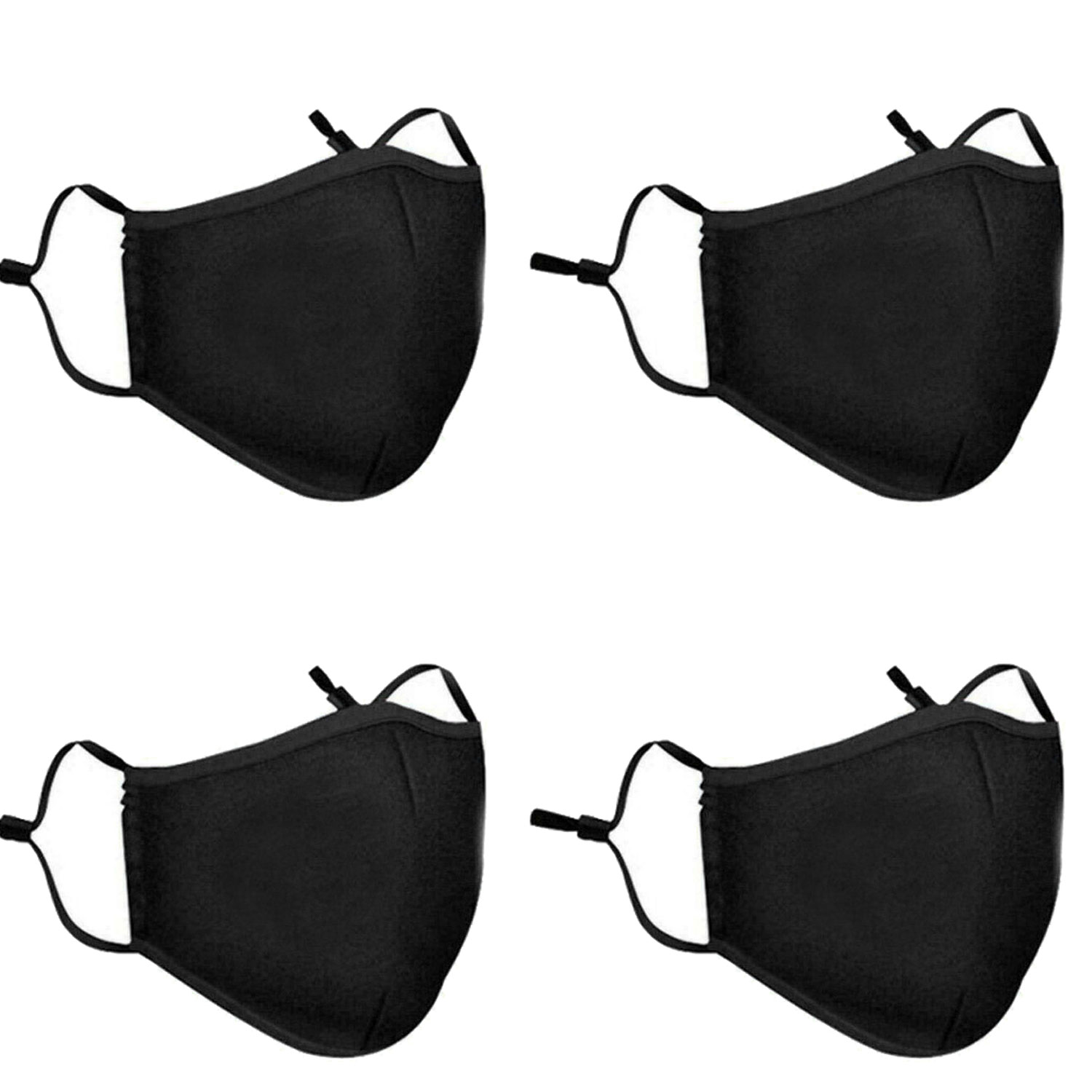 Washable Face Mask Black Reusable Breathable Unisex Double Layer Cotton