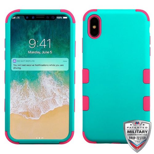 Apple iPhone XS Max Case, Teal Green Pink TUFF Hybrid Case Cover [Military-Grade Certified]