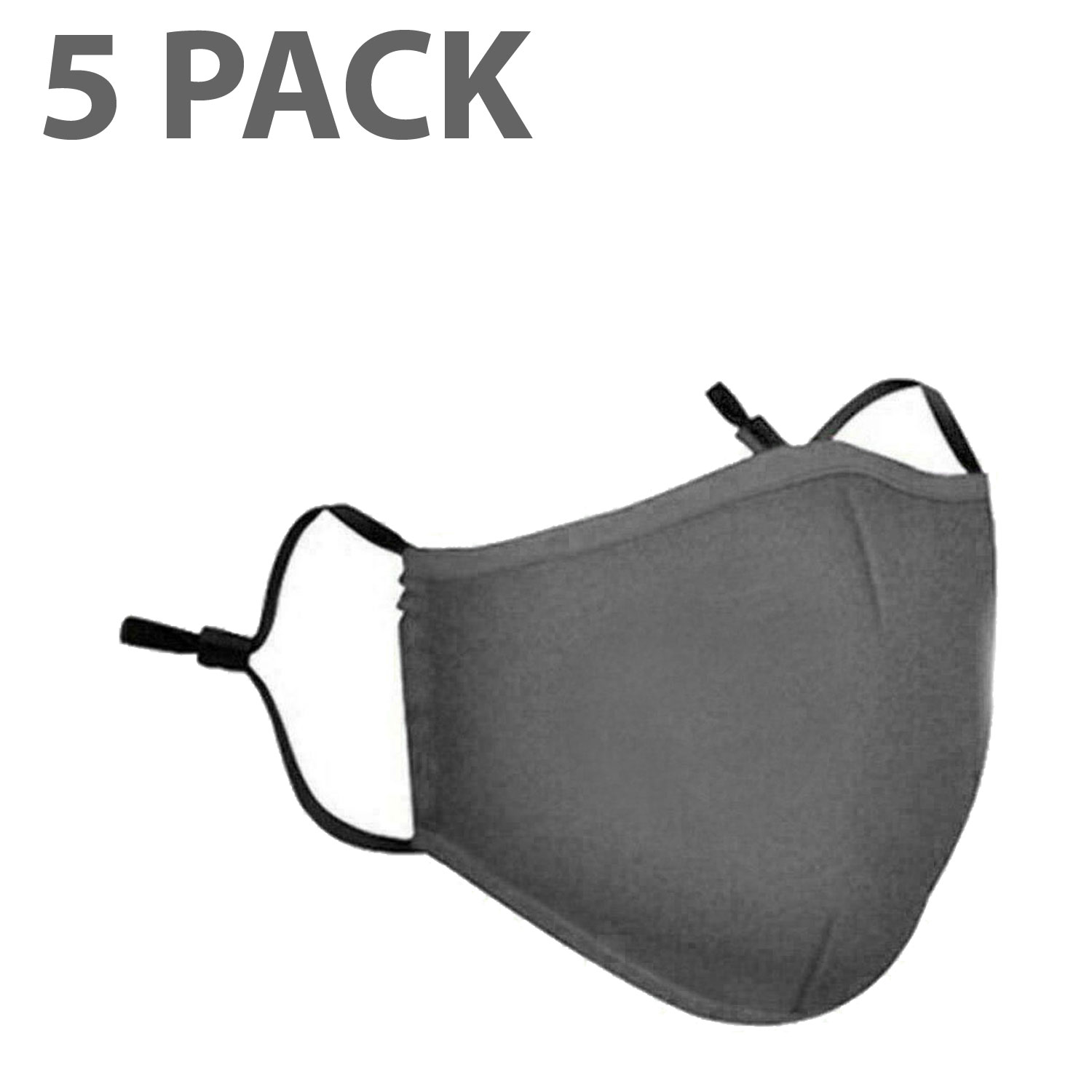 thumbnail 8 - 5 PCS Washable Face Mask Black Reusable Breathable Unisex Double Layer Cotton