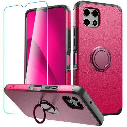 REVVL 7 Pro 5G Tough Hybrid With Ring Stand + Tempered Glass - Hot Pink