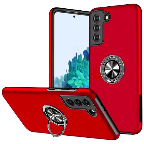 Samsung Galaxy S20 FE 5G CHIEF Oil Painted Magnetic Ring Stand Hybrid Case Cover - Red