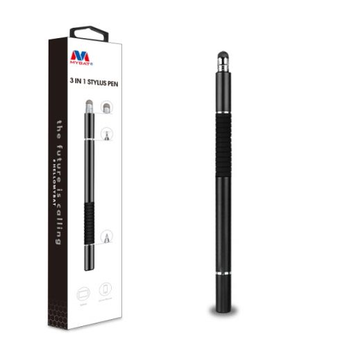 Touch Screen Stylus Pen Universal (with Disc Tip & Fiber Tip & Ballpoint Pen) Black