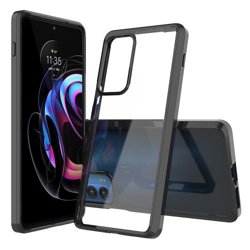 Motorola Edge 20 - Clear Transparent Hybrid Case Cover - Clear PC + Black