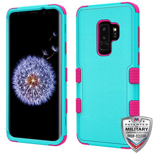 Samsung Galaxy S9 Plus Case, Natural Teal Green Pink TUFF Hybrid Case Cover [Military-Grade Certified]