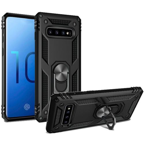 Samsung Galaxy s10 Ring Magnetic Kickstand Hybrid Case Cover - Black