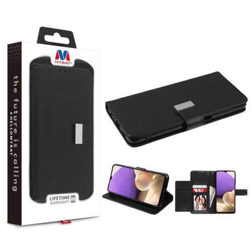 Samsung Galaxy A32 5G Wallet, MyBat MyJacket Wallet Xtra Series Black / Black