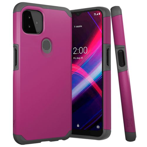 T-Mobile Revvl 4 Plus Case, MetKase Original ShockProof Case Cover Magenta Purple