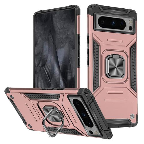 Google Pixel 8 Pro 5G Robust Magnetic Kickstand Hybrid Case Cover - Rose Gold