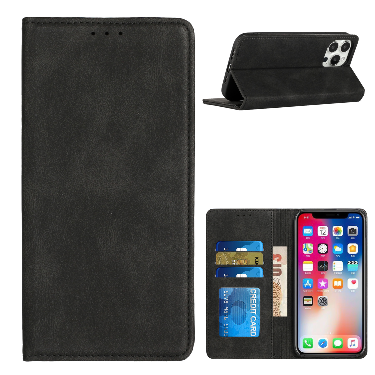 for Apple iPhone 11 Pro Max Wallet Case Credit Card ID Money