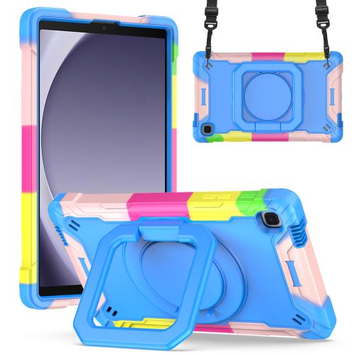 Samsung A9 8.7inch Tablet Tough Hybrid Rotating 360 Degree Kickstand - Rainbow/Blue