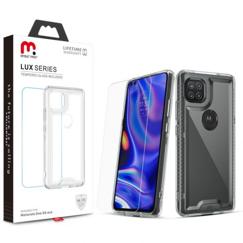 Motorola Moto One 5G Ace Case, MyBat Pro MyBat Pro Lux Series Case with Tempered Glass Clear