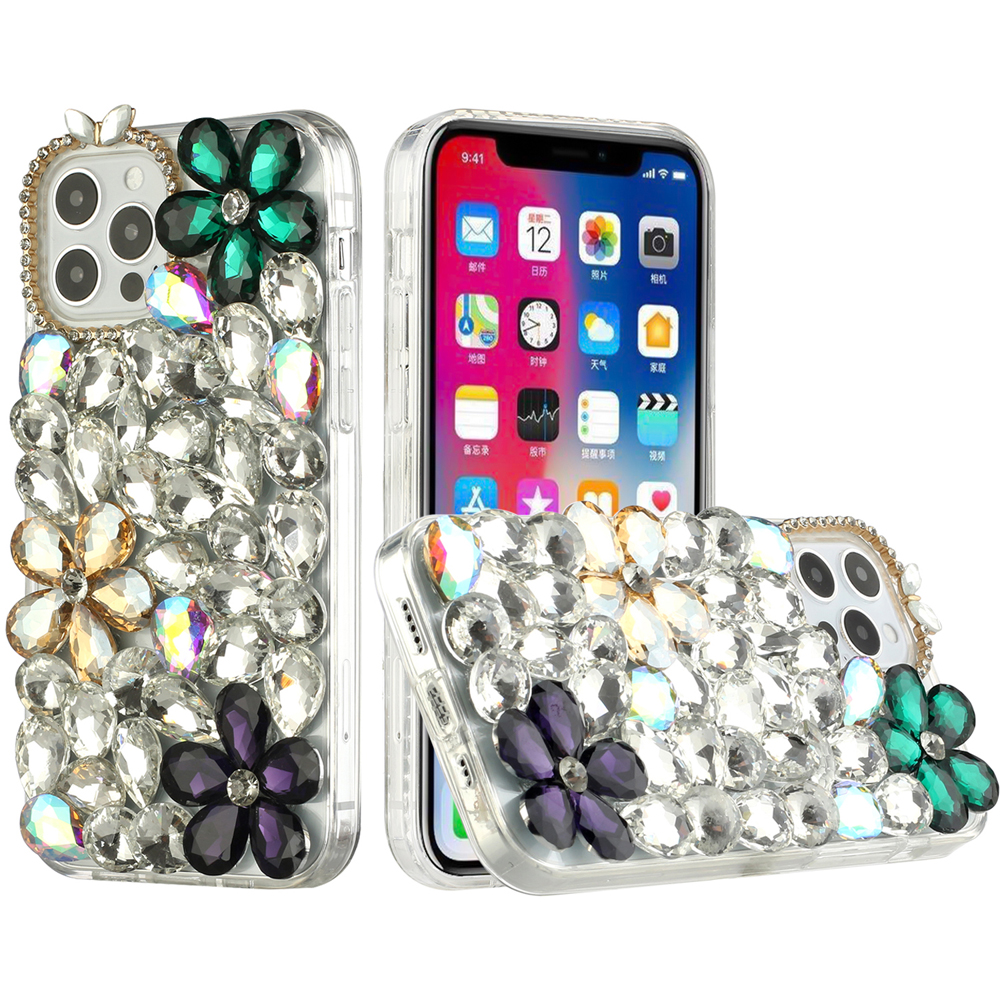 Full Diamond With Ornaments Hard Tpu Case Cover Dark Green Gold Dark Purple For Apple Iphone 12 Pro Max Cellphonecases Com